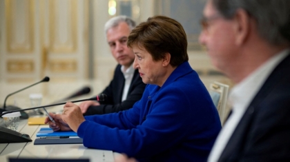 IMF Managing Director Georgieva attends a meeting with Ukraine's President Zelenskiy in Kyiv