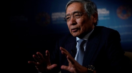 Bank of Japan (BOJ) Governor Haruhiko Kuroda, speaks during an interview with Reuters in Washington