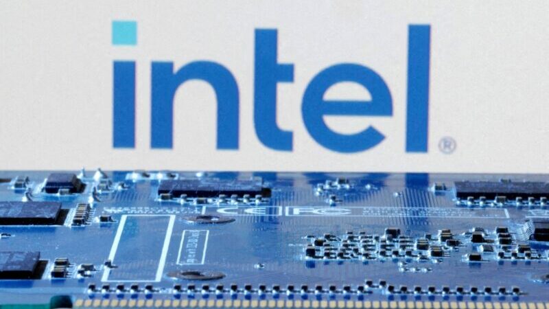 FILE PHOTO: Intel logo is seen near computer motherboard in this illustration taken January 8, 2024. REUTERS/Dado Ruvic/File Photo