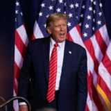 Republican presidential candidate and former U.S. President Donald Trump reacts during a campaign rally at the Forum River Center in Rome, Georgia, U.S. March 9, 2024. REUTERS/Alyssa Pointer